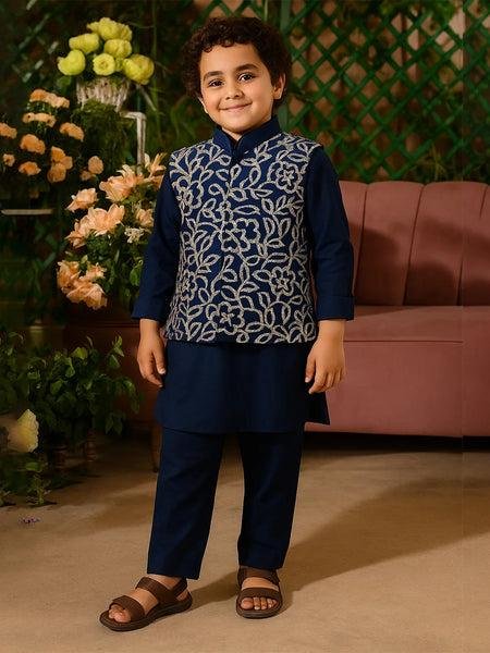 Boys Traditional Kurta & Nehru Jacket Set
